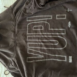 Brown YUP Hoodie with Rhinestone Accents
